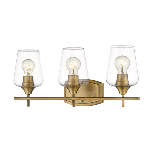 Joliet 3-Light Bathroom Vanity Light with Glass Shade, Olde Brass