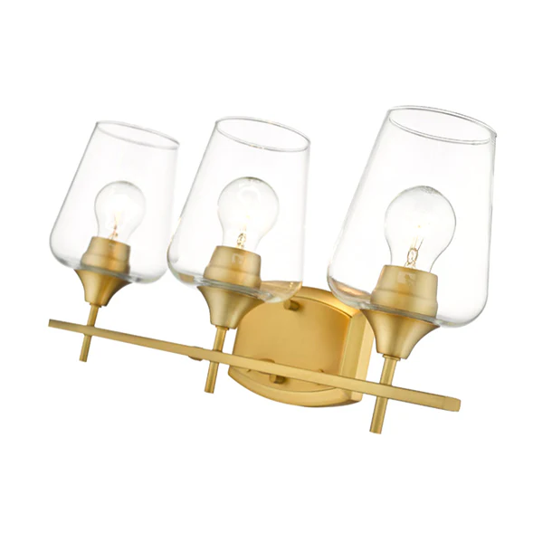 Joliet 3-Light Bathroom Vanity Light with Glass Shade, Olde Brass - Image 2