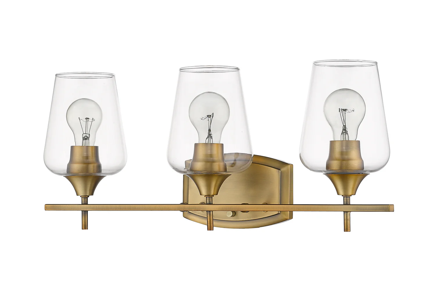 Joliet 3-Light Bathroom Vanity Light with Glass Shade, Olde Brass - Image 4