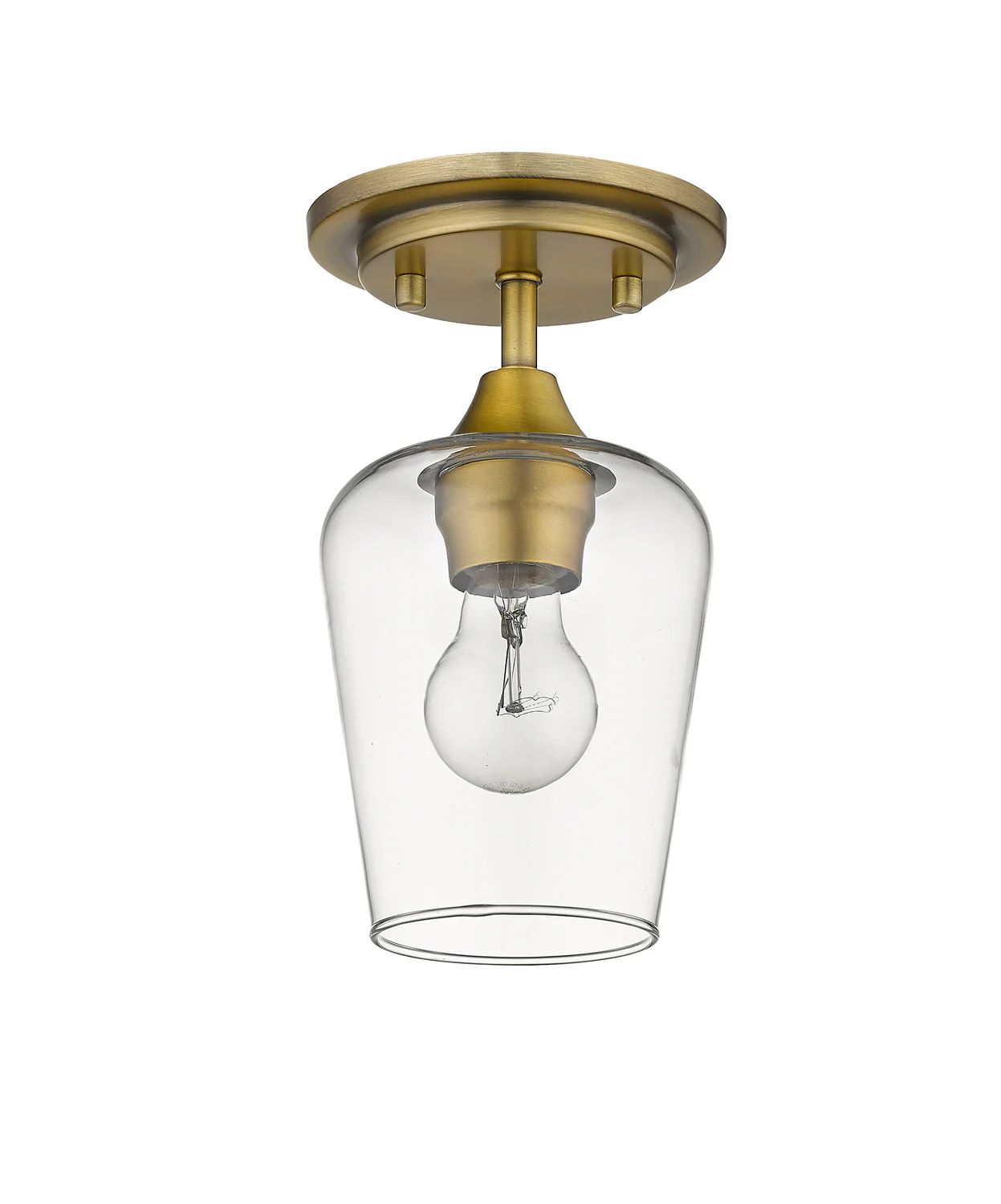 Joliet 1-Light 100W Semi-Flush Mount Ceiling Light, Olde Brass - Image 4