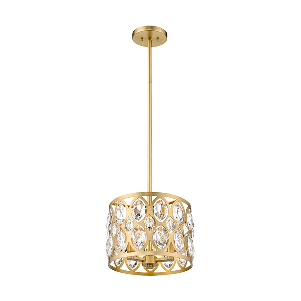 Dealey 3-Light 12 in Wide Crystal Pendant, Heirloom Brass - Image 2